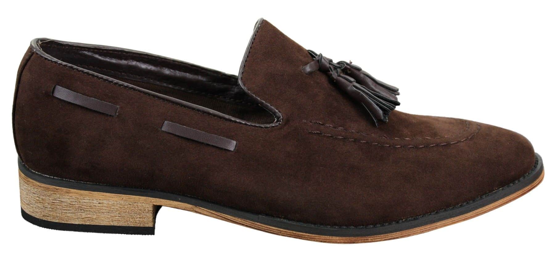 Ανδρικά Ιταλικά Slip On Παπούτσια Οδήγησης Loafers με Φούντα από Σουέτ Δέρμα Μπλε Μαύρο Καφέ