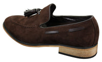 Ανδρικά Ιταλικά Slip On Παπούτσια Οδήγησης Loafers με Φούντα από Σουέτ Δέρμα Μπλε Μαύρο Καφέ