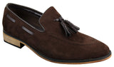 Ανδρικά Ιταλικά Slip On Παπούτσια Οδήγησης Loafers με Φούντα από Σουέτ Δέρμα Μπλε Μαύρο Καφέ