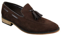 Ανδρικά Ιταλικά Slip On Παπούτσια Οδήγησης Loafers με Φούντα από Σουέτ Δέρμα Μπλε Μαύρο Καφέ