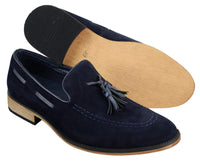 Ανδρικά Ιταλικά Slip On Παπούτσια Οδήγησης Loafers με Φούντα από Σουέτ Δέρμα Μπλε Μαύρο Καφέ