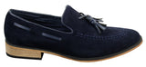 Ανδρικά Ιταλικά Slip On Παπούτσια Οδήγησης Loafers με Φούντα από Σουέτ Δέρμα Μπλε Μαύρο Καφέ