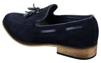 Ανδρικά Ιταλικά Slip On Παπούτσια Οδήγησης Loafers με Φούντα από Σουέτ Δέρμα Μπλε Μαύρο Καφέ