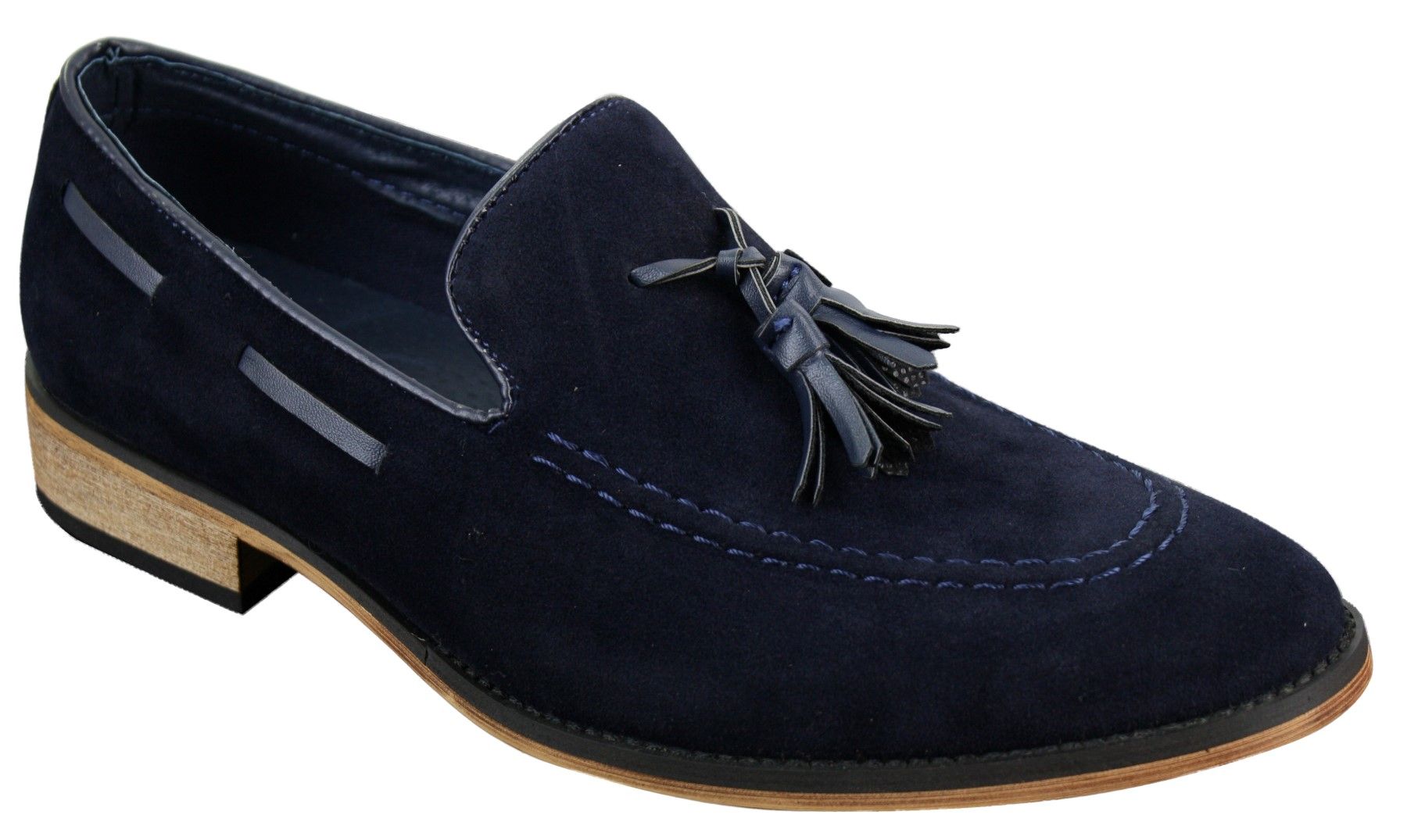 Ανδρικά Ιταλικά Slip On Παπούτσια Οδήγησης Loafers με Φούντα από Σουέτ Δέρμα Μπλε Μαύρο Καφέ