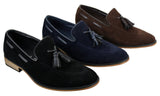 Ανδρικά Ιταλικά Slip On Παπούτσια Οδήγησης Loafers με Φούντα από Σουέτ Δέρμα Μπλε Μαύρο Καφέ