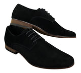 Ανδρικά παπούτσια Nubuck Suede με κορδόνια και λάστιχο στο τελείωμα, μπλε, καφέ, μαύρο