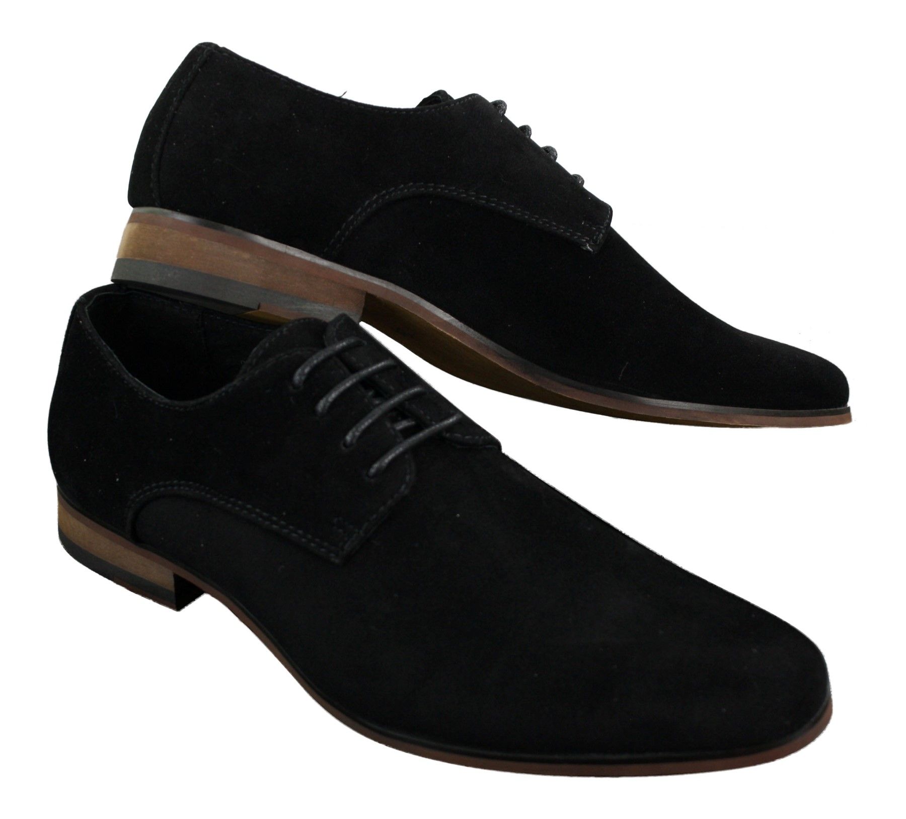 Ανδρικά παπούτσια Nubuck Suede με κορδόνια και λάστιχο στο τελείωμα, μπλε, καφέ, μαύρο