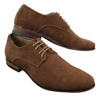 Ανδρικά παπούτσια Nubuck Suede με κορδόνια και λάστιχο στο τελείωμα, μπλε, καφέ, μαύρο