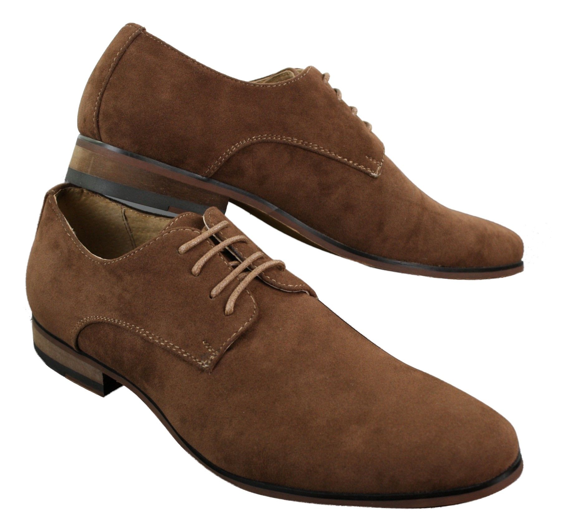 Ανδρικά παπούτσια Nubuck Suede με κορδόνια και λάστιχο στο τελείωμα, μπλε, καφέ, μαύρο