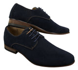 Ανδρικά παπούτσια Nubuck Suede με κορδόνια και λάστιχο στο τελείωμα, μπλε, καφέ, μαύρο
