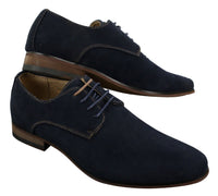 Ανδρικά παπούτσια Nubuck Suede με κορδόνια και λάστιχο στο τελείωμα, μπλε, καφέ, μαύρο