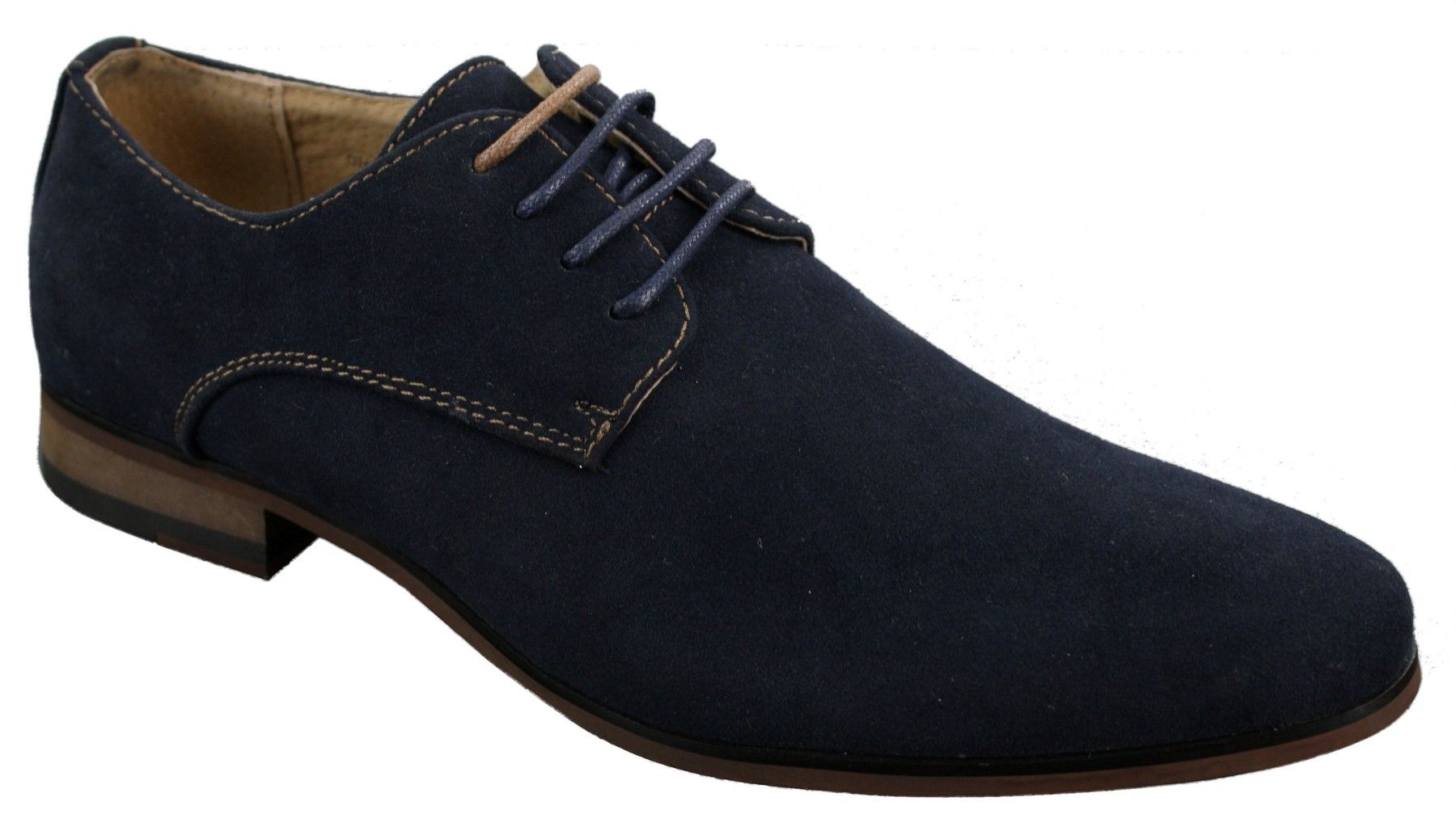 Ανδρικά παπούτσια Nubuck Suede με κορδόνια και λάστιχο στο τελείωμα, μπλε, καφέ, μαύρο