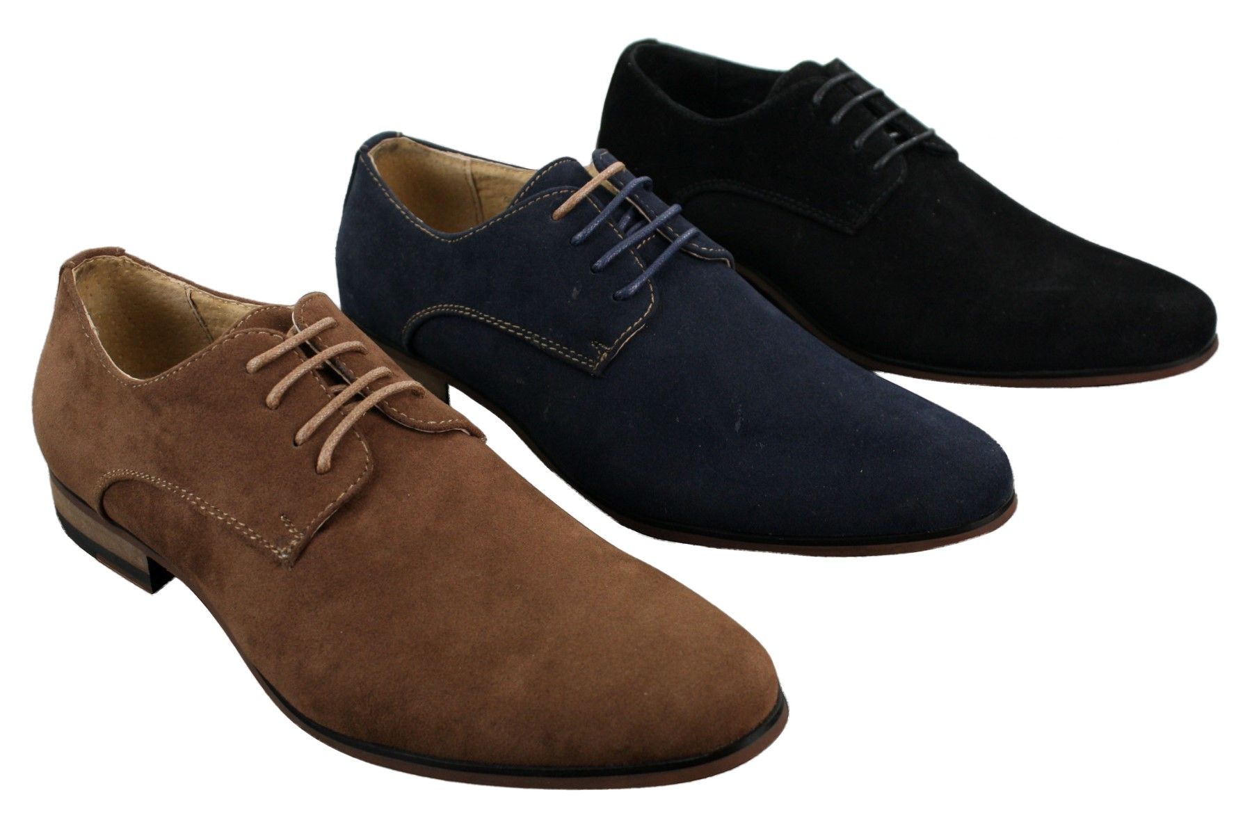 Ανδρικά παπούτσια Nubuck Suede με κορδόνια και λάστιχο στο τελείωμα, μπλε, καφέ, μαύρο