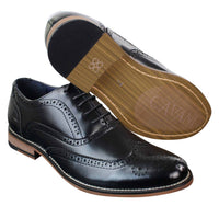 Ανδρικά δερμάτινα ρετρό vintage παπούτσια Gatsby Brouges Smart Designer με κορδόνια