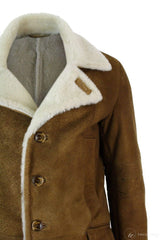 Ανδρικό παλτό Sherling Sheepskin Tan Brown 3/4 Vintage Retro Winter Warm
