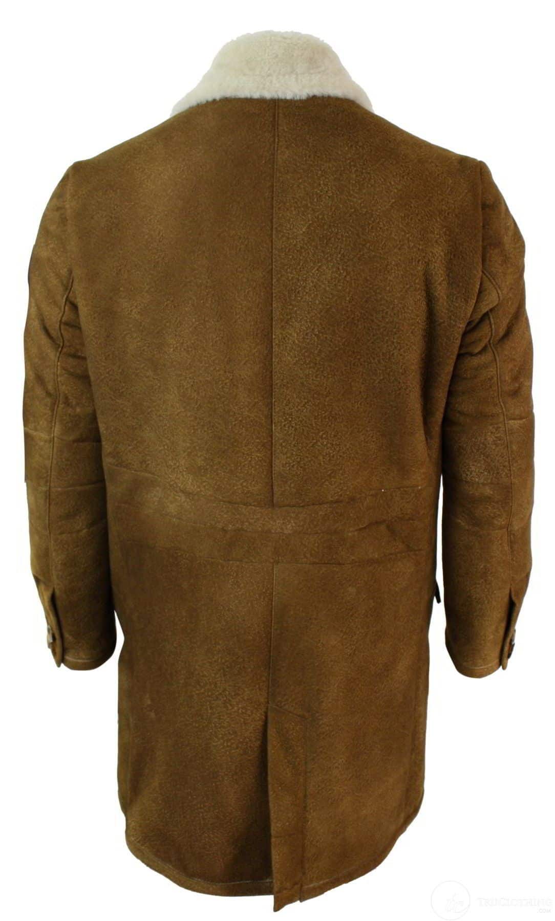 Ανδρικό παλτό Sherling Sheepskin Tan Brown 3/4 Vintage Retro Winter Warm
