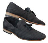 Ανδρικά Παπούτσια Οδήγησης Slip On Tasle Smart Casual Retro Navy Blue Black Δερμάτινη Επένδυση