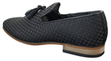 Ανδρικά Παπούτσια Οδήγησης Slip On Tasle Smart Casual Retro Navy Blue Black Δερμάτινη Επένδυση