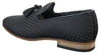 Ανδρικά Παπούτσια Οδήγησης Slip On Tasle Smart Casual Retro Navy Blue Black Δερμάτινη Επένδυση