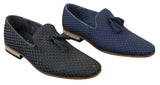 Ανδρικά Παπούτσια Οδήγησης Slip On Tasle Smart Casual Retro Navy Blue Black Δερμάτινη Επένδυση