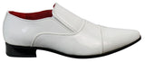 Ανδρικά Έξυπνα Επίσημα Slip-On Λευκά Λαμπερά Λουστρίνι Παπούτσια με Δερμάτινη Επένδυση Ιταλικά