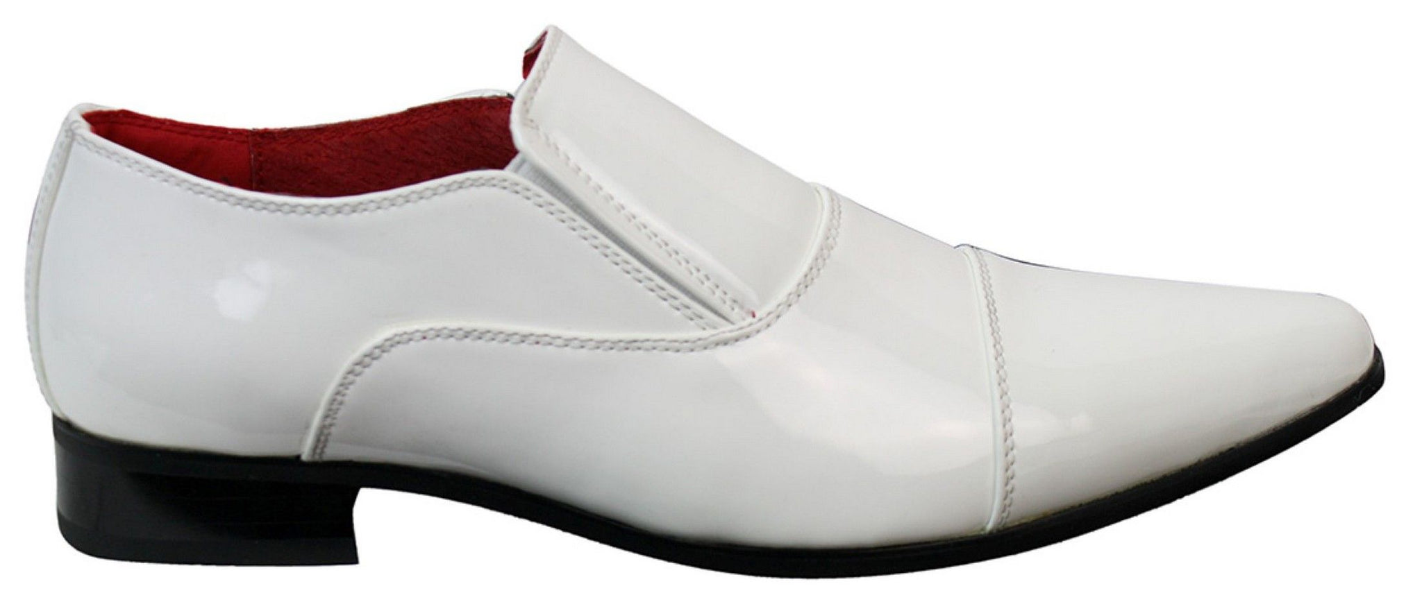 Ανδρικά Έξυπνα Επίσημα Slip-On Λευκά Λαμπερά Λουστρίνι Παπούτσια με Δερμάτινη Επένδυση Ιταλικά