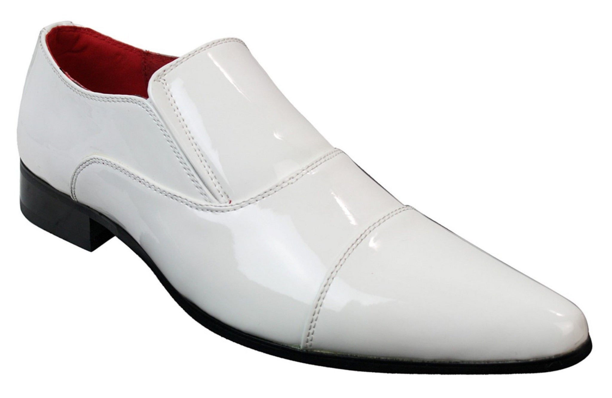 Ανδρικά Έξυπνα Επίσημα Slip-On Λευκά Λαμπερά Λουστρίνι Παπούτσια με Δερμάτινη Επένδυση Ιταλικά