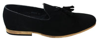 Ανδρικά σουέτ μοκασίνια οδήγηση slip-on με σχέδιο φούντας από δέρμα σε μαύρο χρώμα, άνεση