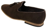 Ανδρικά σουέτ μοκασίνια οδήγηση slip-on με σχέδιο φούντας από δέρμα σε μαύρο χρώμα, άνεση