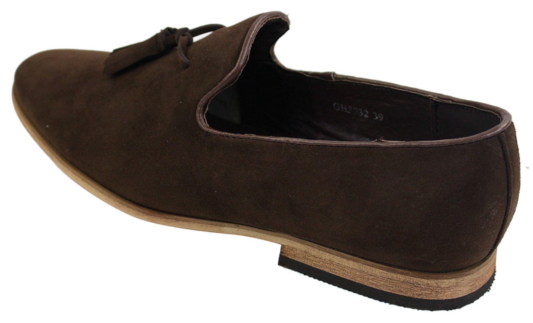 Ανδρικά σουέτ μοκασίνια οδήγηση slip-on με σχέδιο φούντας από δέρμα σε μαύρο χρώμα, άνεση
