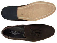 Ανδρικά σουέτ μοκασίνια οδήγηση slip-on με σχέδιο φούντας από δέρμα σε μαύρο χρώμα, άνεση