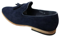 Ανδρικά σουέτ μοκασίνια οδήγηση slip-on με σχέδιο φούντας από δέρμα σε μαύρο χρώμα, άνεση