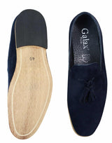 Ανδρικά σουέτ μοκασίνια οδήγηση slip-on με σχέδιο φούντας από δέρμα σε μαύρο χρώμα, άνεση