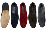 Ανδρικά σουέτ μοκασίνια οδήγηση slip-on με σχέδιο φούντας από δέρμα σε μαύρο χρώμα, άνεση