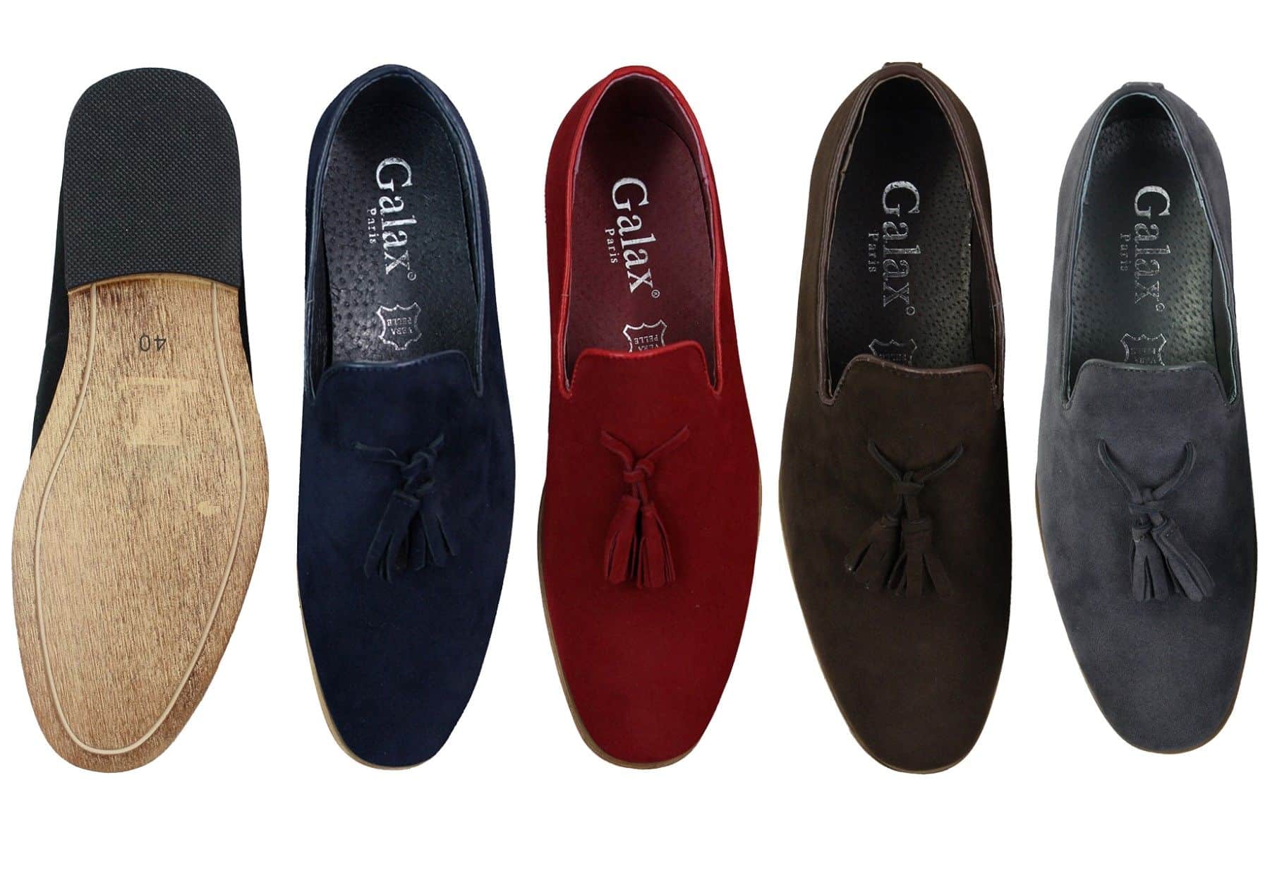 Ανδρικά σουέτ μοκασίνια οδήγηση slip-on με σχέδιο φούντας από δέρμα σε μαύρο χρώμα, άνεση