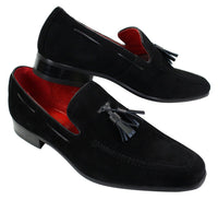 Ανδρικά σουέτ μοκασίνια με slip-on σχέδιο φούντας από δέρμα, smart casual