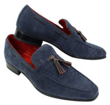 Ανδρικά σουέτ μοκασίνια με slip-on σχέδιο φούντας από δέρμα, smart casual