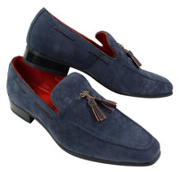 Ανδρικά σουέτ μοκασίνια με slip-on σχέδιο φούντας από δέρμα, smart casual