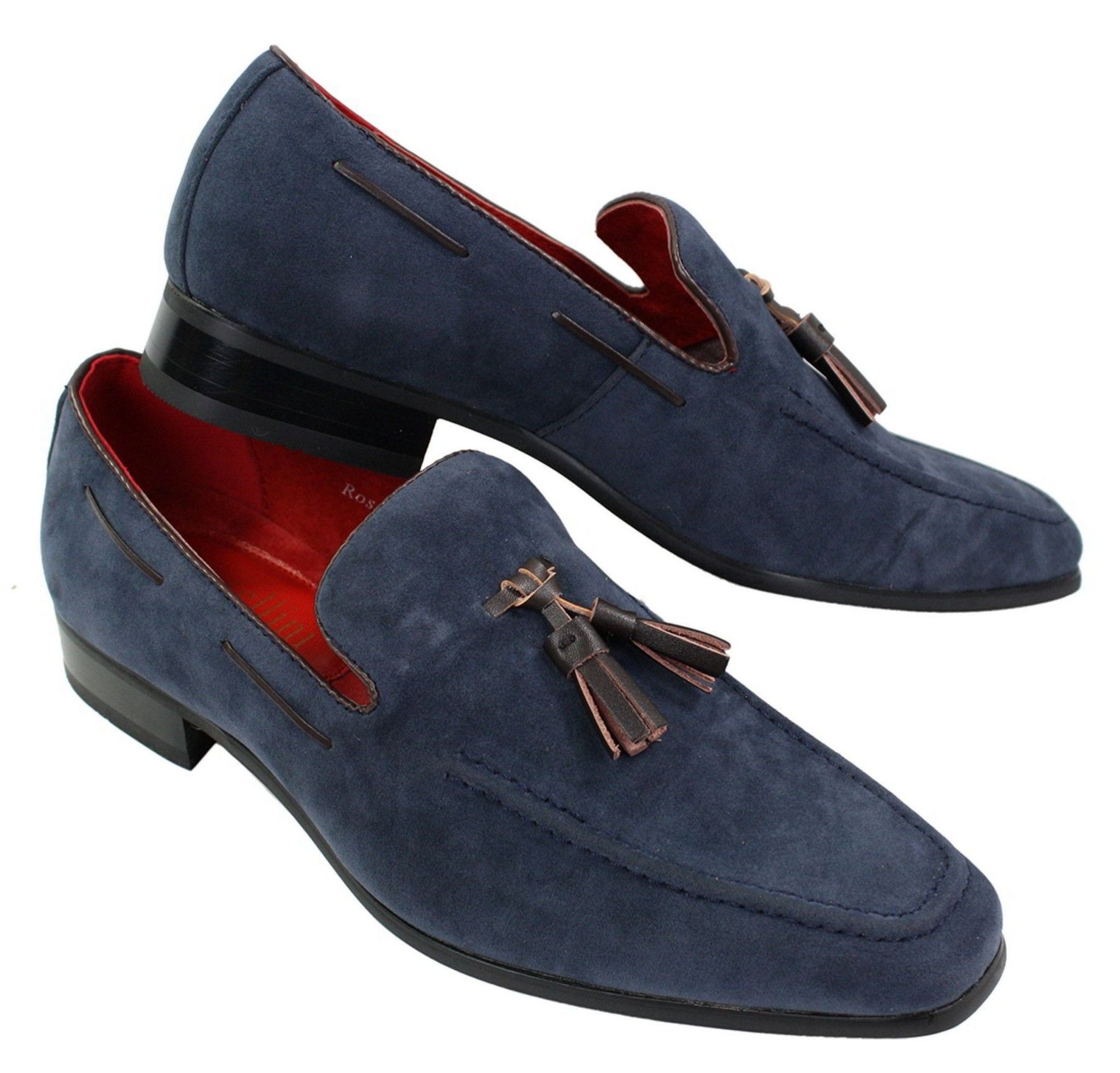 Ανδρικά σουέτ μοκασίνια με slip-on σχέδιο φούντας από δέρμα, smart casual