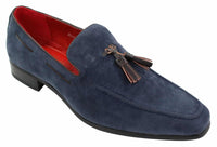 Ανδρικά σουέτ μοκασίνια με slip-on σχέδιο φούντας από δέρμα, smart casual
