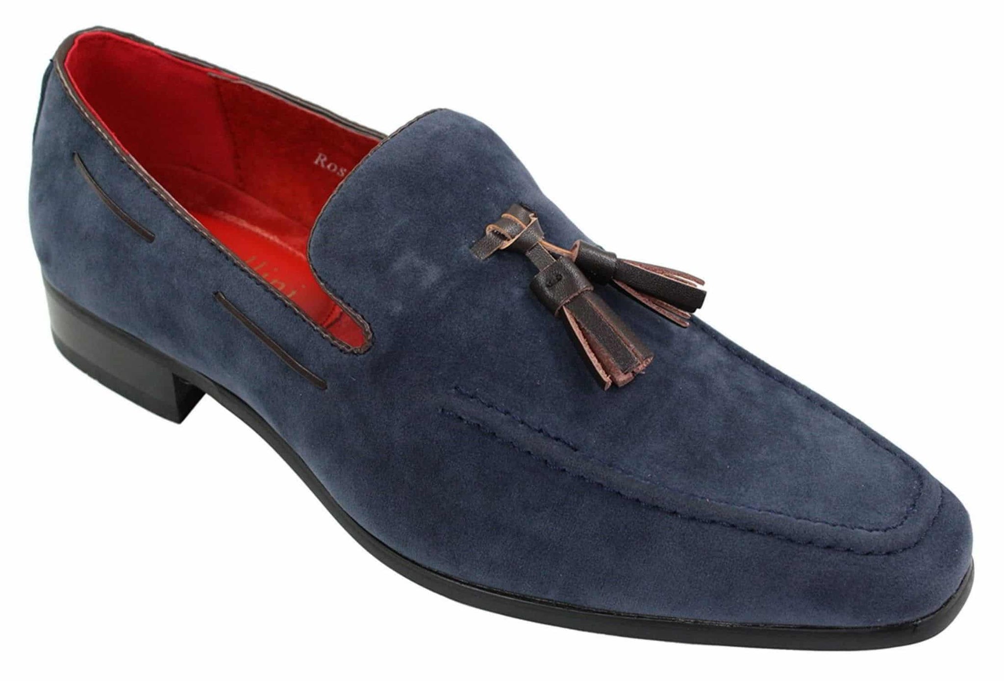 Ανδρικά σουέτ μοκασίνια με slip-on σχέδιο φούντας από δέρμα, smart casual