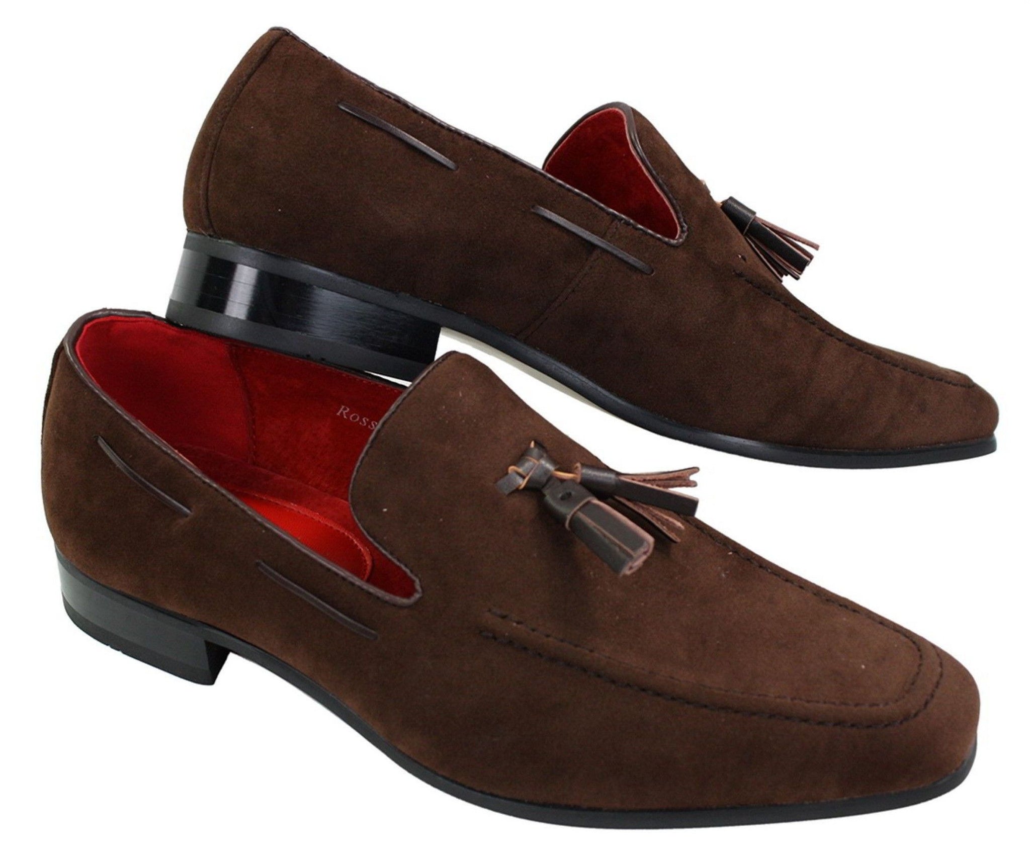 Ανδρικά σουέτ μοκασίνια με slip-on σχέδιο φούντας από δέρμα, smart casual