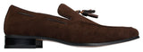 Ανδρικά σουέτ μοκασίνια με slip-on σχέδιο φούντας από δέρμα, smart casual
