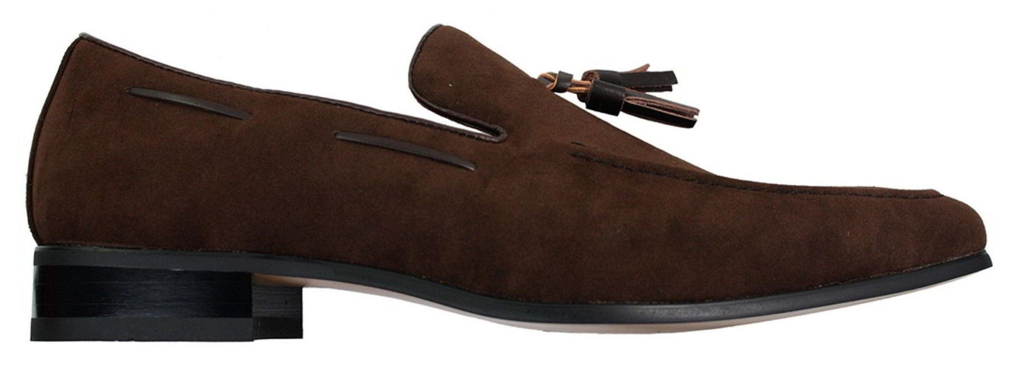 Ανδρικά σουέτ μοκασίνια με slip-on σχέδιο φούντας από δέρμα, smart casual