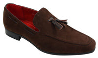 Ανδρικά σουέτ μοκασίνια με slip-on σχέδιο φούντας από δέρμα, smart casual