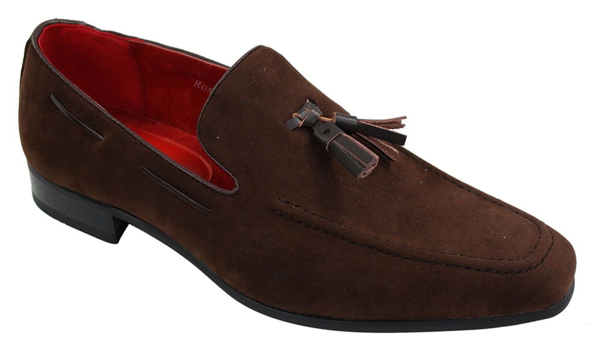 Ανδρικά σουέτ μοκασίνια με slip-on σχέδιο φούντας από δέρμα, smart casual