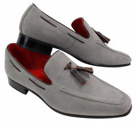 Ανδρικά σουέτ μοκασίνια με slip-on σχέδιο φούντας από δέρμα, smart casual