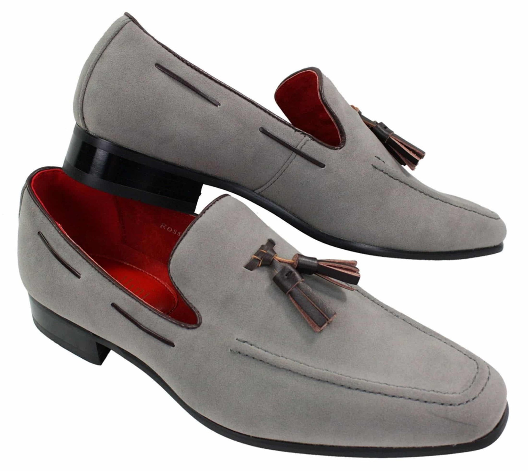 Ανδρικά σουέτ μοκασίνια με slip-on σχέδιο φούντας από δέρμα, smart casual