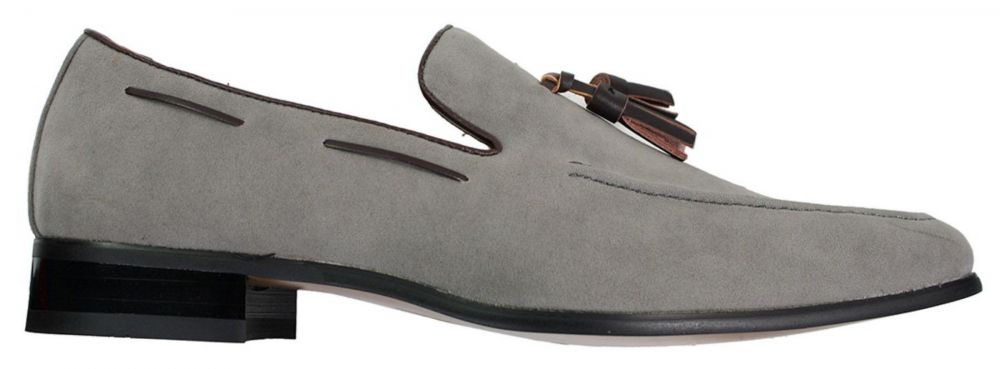 Ανδρικά σουέτ μοκασίνια με slip-on σχέδιο φούντας από δέρμα, smart casual