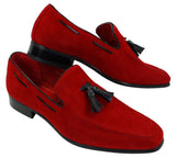 Ανδρικά σουέτ μοκασίνια με slip-on σχέδιο φούντας από δέρμα, smart casual